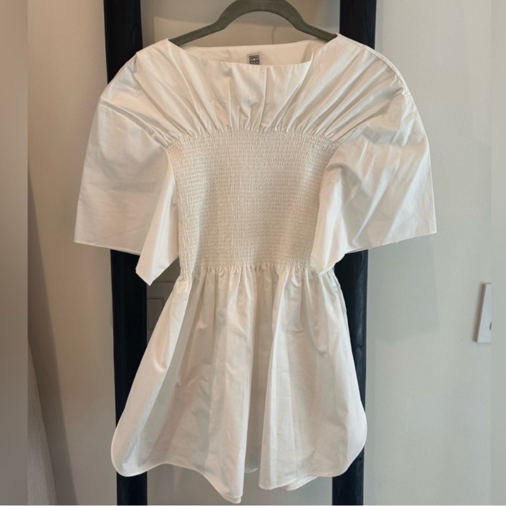 Toteme White Smocked Top